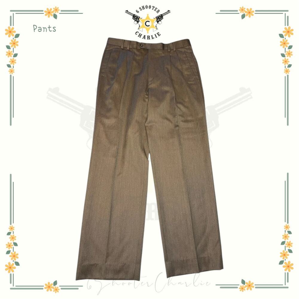 Vintage St. Croix Wool Slacks Men's Sz 36 Brown Pleated Relaxed Fit Casual Pants